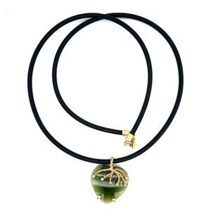 14k‎ Heart Encased Jade Rubber Necklace